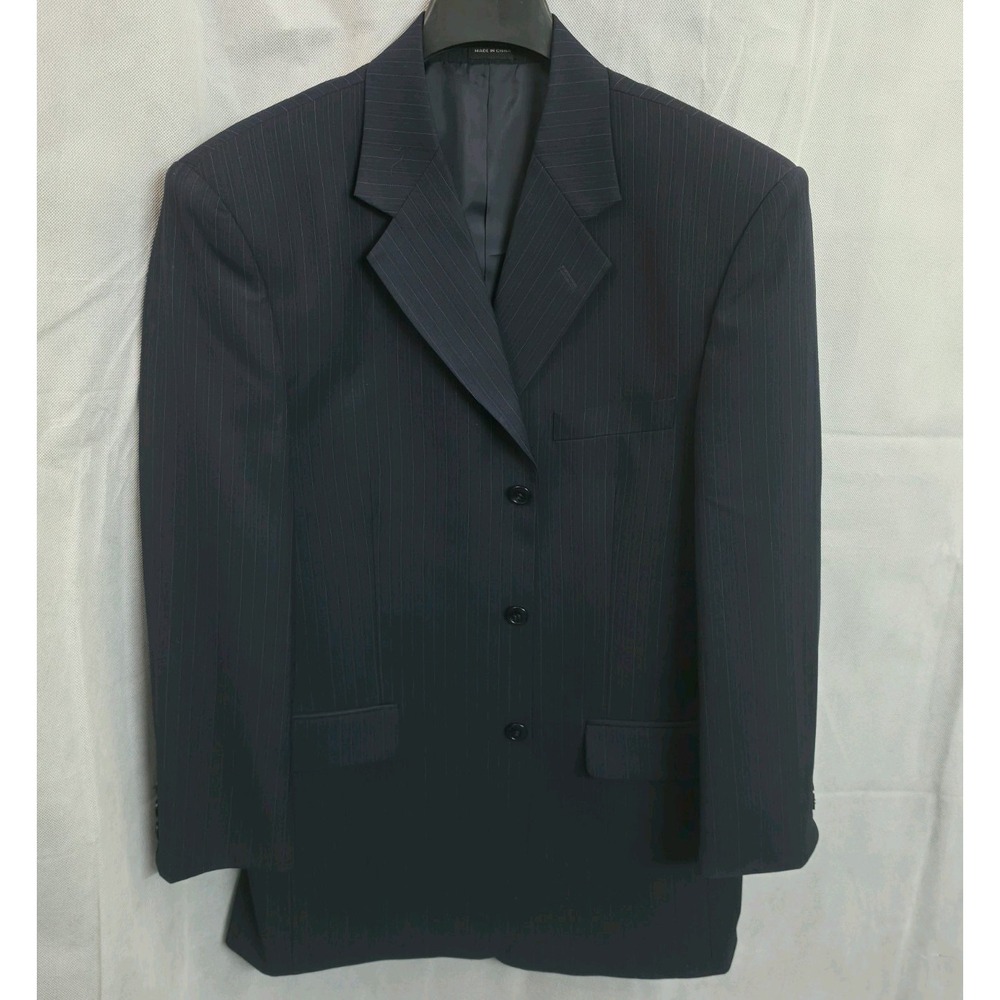 Soprano Mens 38R Navy Blue Pinstripe 3 Button Blazer Suit Jacket